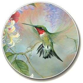 Click here to buy Hummingbird and Honeysuckle Auto Coaster - Single Coaster for Your Car by Highland Graphics Creative Ventures.