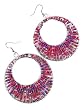 Fuchsia & Purple Seed Beaded Circle Hoop Earrings Fashion Jewelry