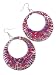 Fuchsia & Purple Seed Beaded Circle Hoop Earrings Fashion Jewelry