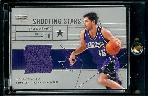 2003-04 Upper Deck Shooting Stars Peja Stojakovic Jersey Sacramento Kings Basketball Card - Mint Condition - Shipped In Protective Display Case!