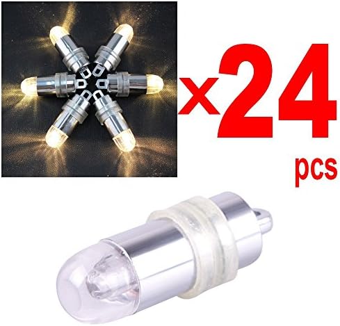 CYecho 24-pcs Mini Waterproof No-Blinking Balloon Lights LED Party Lights for Paper Lanterns Floral Decoration Wedding Halloween Christmas Centerpieces - Warm White