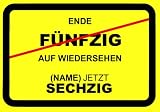 Produkt-Bild: Verkehrsschild "Ortsausgangsschild" zum 60. Geburtstag mit individuellem Namen, 70cm x 50cm, 2er
