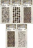 Tim Holtz - Early 2015 Release - Stencils Set 2 - Scribbles, Splotches, Bricked, Crackle & Typo - 5 Item Bundle