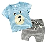 WINベビー服 赤ちゃん 男の子 キッズ Tシャツ ズボン セットアップ 子供 可愛い 春夏 カジュアル お出かけ 出産祝い (90cm, ブルー)