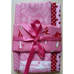 Tante Ema Stoffpaket "Swirly mushroom pink", 5 Stoffe � ca. 20x67 cm
