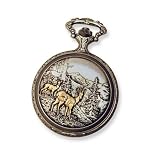 Jacques du Manoir Two-tone Brass Deer Pocket Watch