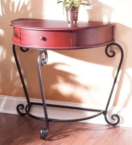 Table with Half Moon Box Top in Tuscan Red