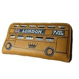 ロンドンバスモチーフのフェイクレザーとチェックの長財布 YE　レディース　財布　長財布　小銭入れ　カードケース　メンズ バス