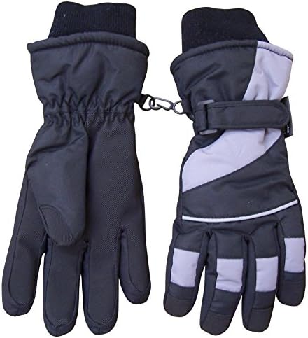 N'Ice Caps Adults Unisex Thinsulate and Waterproof Premier Colorblocked Ski Gloves (Men's Medium/Large, Black/Silver)