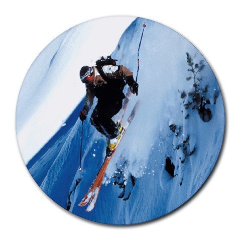 Skiing Sport Round Mouse Pad