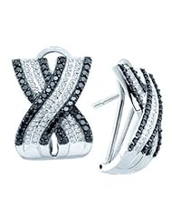 1.5 cttw 14k White Gold Huggie Earrings Black Diamond Huggie Earrings (Real Diamonds: 1.5 cttw)
