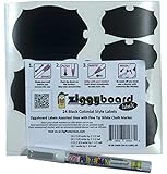 Ziggyboard Chalkboard Labels 24 Assorted Size Elegant Colonial Shape with Fine Tip White Chalk Marker Fits OXO POP and other Containers