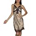 SILK COUTURE Womens Sexy Gorgeous Sleepwear Dress / Pajama Nightgown - Apricot & Brown -Size: M-L