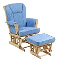 Storkcraft Sleigh Glider Rocker and Ottoman - Natural/ Blue
