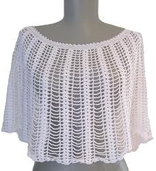 Handmade Shoulder Poncho - White (100% Cotton)