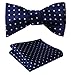 SetSense Men's Polka Dot Jacquard Wedding Party Self Bow Tie Pocket Square Set