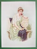 YOUNG BEAUTY Roman Girl Bride of Vespasian - Antique Print Color Lithograph