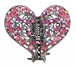 Hair Clip - H114 - Filigree Heart set with Swarovski (tm) Crystal Stones ~ Rose (Pink) Iridescent