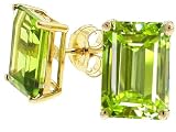 3.00 cts Genuine Emerald Cut Peridot Earrings - 14kt White or Yellow Gold