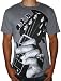 FIVE CROWN Guitars Playing Mens Graphic Print Music Band T Shirt Tee Top Shirt Moon Gray