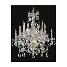Swarovski Spectra Crystal Chandelier IV 24"hx26"w Polished Brass
