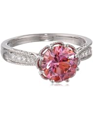 Royale Sterling Silver Pink and White with Swarovski Zirconia Round Ring