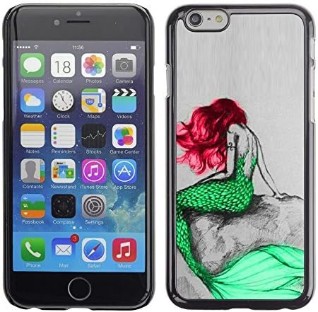 All Phone Most Case / Hard PC Metal piece Shell Slim Cover Protective Case for Apple Iphone 6 Mermaid Green Red Hair Tail Ocean Fairy Tale