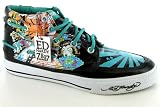 Ed Hardy Men's Fuze Midrise Slip On,Black/Aqua,12 M US