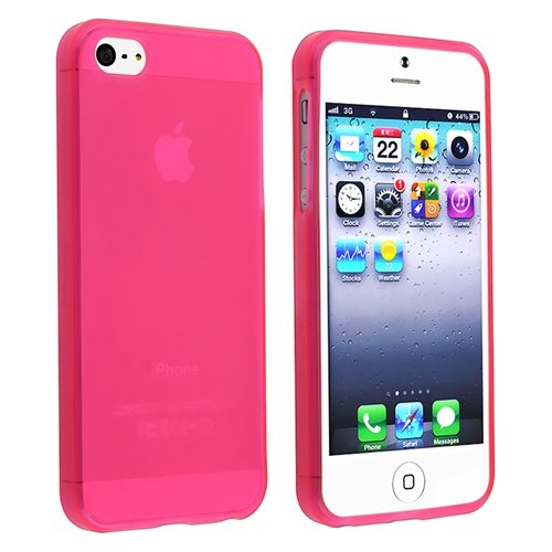 eForCity TPU Case Compatible with Apple® iPhone® 5, Frost Clear Hot Pink