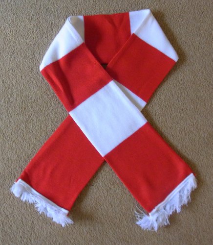 St Helens Red and White Retro Bar Scarf - BRITISH made