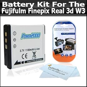 Battery Kit Includes Extended Replacement NP-50 (1100 mAH) Battery + LCD Clear Screen Protectors + BP MicroFiber Cloth For The Fujifilm FinePix Real 3D W3 Digital Camera