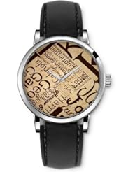 SPRAWL Aanalog Fashion Series Silver Ladies Watches of Genuine Black Leather Strap,Unique Wrist Watch for Women Girls Designed with alphabet
