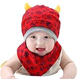 HBF ベビー 帽子+スタイ ビブ 2点 セット 角付き モンスター 柄 かわいい キッズ 出産祝い ギフト プレゼント