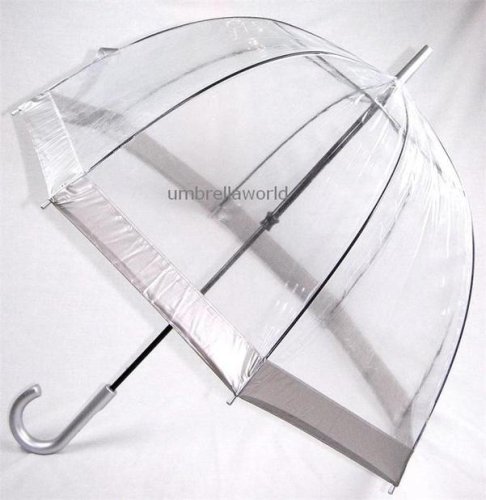 New Frame! Clear Dome Fulton Umbrella Silver