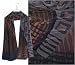ULRIKE Oblong Crepe de Chine Silk Scarf - A charcoal gray ombres to walnut brown and cinnamon raked with brown umber brush lines while shapes of similar colors scatter on the adjacent stone gray field.