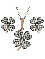 Alexandria Collection Rose Gold-plated Sterling Silver Cubic Zirconia Necklace Earring Set