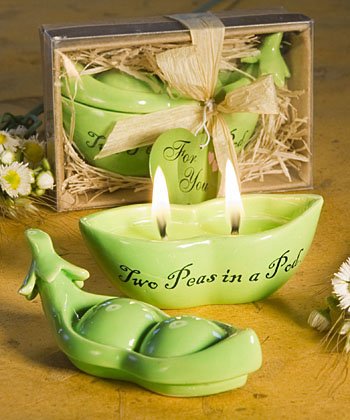 Candle Wedding Favors - Porcelain Two Peas in a Pod