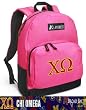 Chi O Backpack Pink Chi Omega for Travel, Daypack CUTE School Bags Best Unique Cute Gifts for Girls, Students Ladies -