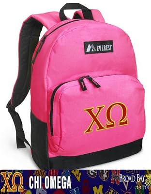 Chi O Backpack Pink Chi Omega for Travel, Daypack CUTE School Bags Best Unique Cute Gifts for Girls, Students Ladies -