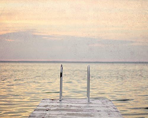 Rustic Pink Dock Sunset Picture, Lake House Decor, 8x8 to 40x60 inches on Photographic or Watercolor Paper