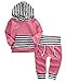 Newborn Baby Boy Girl Warm Striped Hoodie T-shirt Pants Outfit Set Kids Clothes