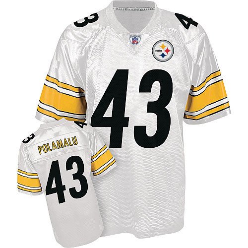 Pittsburgh Steelers 43 Troy Polamalu White NFL Jerseys Authentic Football Jersey Size 48-56