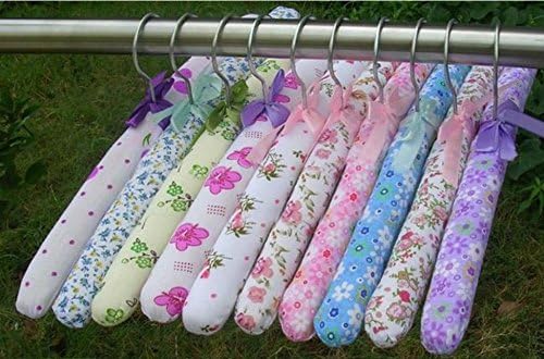 CCrystal 10 Pack Pastoral Floral Print Cotton Padded Cloth Hanger(Color in Random)