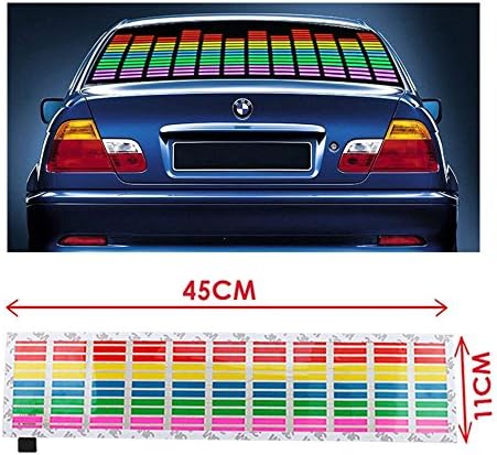 KevinDeal(TM) Car Vehicle Sound Music Rhythm Activated Equalizer Glow Flashing Decorative LED Light Stickers 45 x 11cm 12V Multicolor