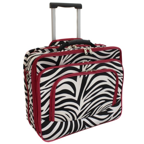 All-Season Fashion Print Women's Rolling 17-inch Laptop Case - Red Zebra Trim All-Season Fashion Print Women's Rolling 17-inch Laptop Case - Red Zebra Trim