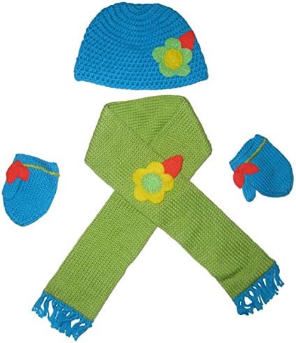 myWallaby Doll Scarf and Hat Set (Blue and Green) - Fits 18 Inch Dolls