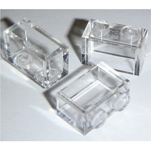 Lego Building Accessories 1×2 Clear Transparent Brick without Pin, Bulk Pack 50 Pieces