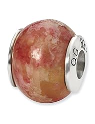 Sterling Silver Reflections Pink Serpentine Stone Bead