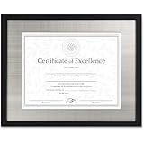 DAX N15788ST Contemporary Wood Document/Certificate Frame, Silver Metal Mat, 11 x 14 Inches, Black