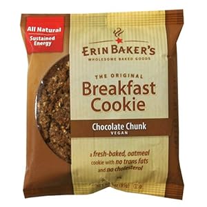 Erin Baker's Breakfast Cookie Chocolate Chunk, Vegan, 3-Ounce Individually Wrapped Cookies (Pack of 12)